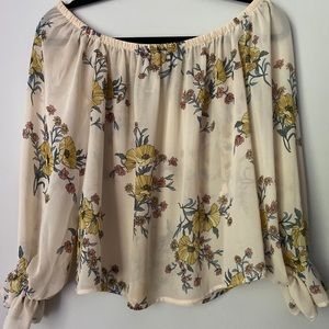Boho Floral print sheer off the shoulder - small